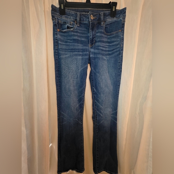 American Eagle Outfitters Women's Blue Skinny kick Denim Jeans Size 6 Long - Picture 1 of 11
